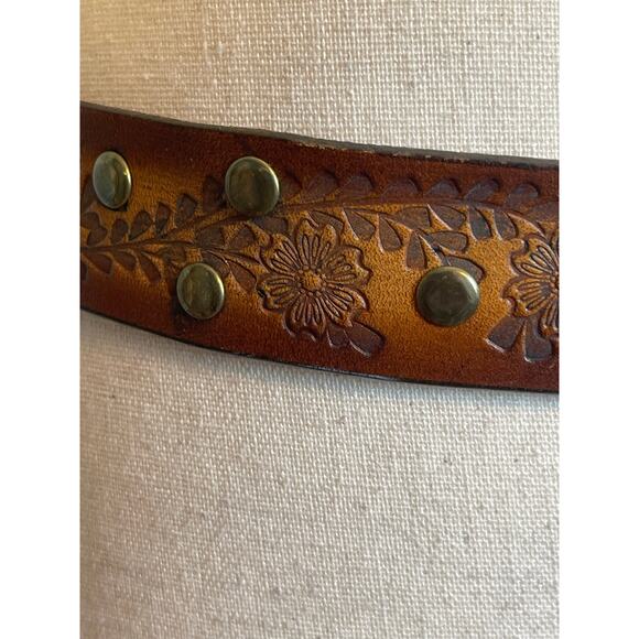 Harley Davidson Studded Embossed Genuine Leather Belt Size 30 - Picture 2 of 6